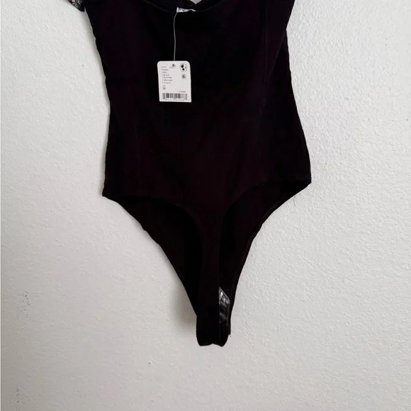 Free people Movement by Free People Black Bodysuit with Floral Accents - Picture 7 of 8